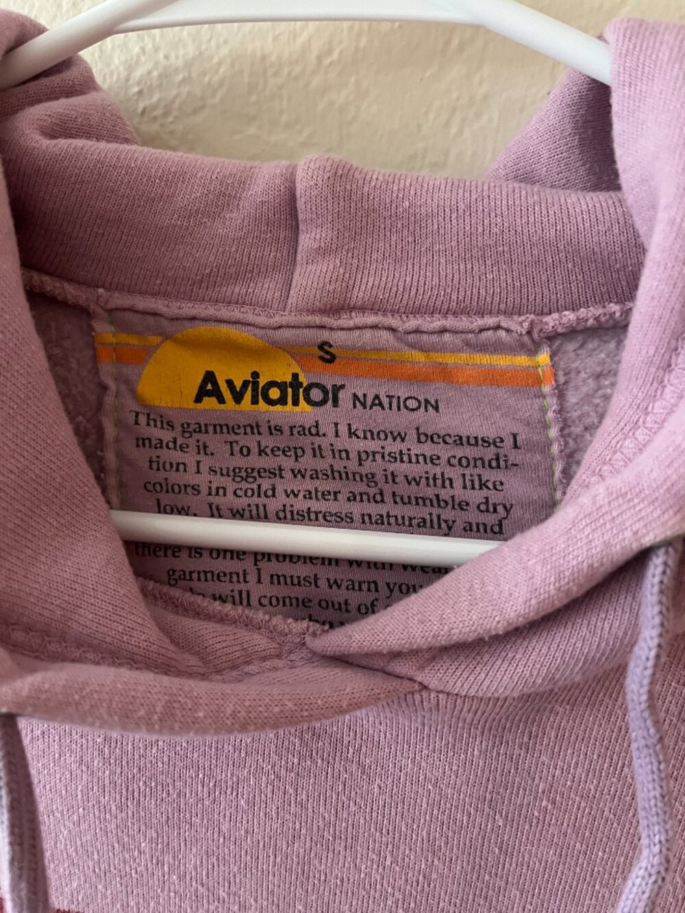 Aviator Nation Logo Relaxed Pullover Hoodie Mauve Size Small - Picture 2 of 4